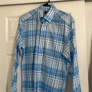 Vineyard Vines Blue Button Down Shirt. Checkered/Plaid Pattern. MENS SIZE SMALL